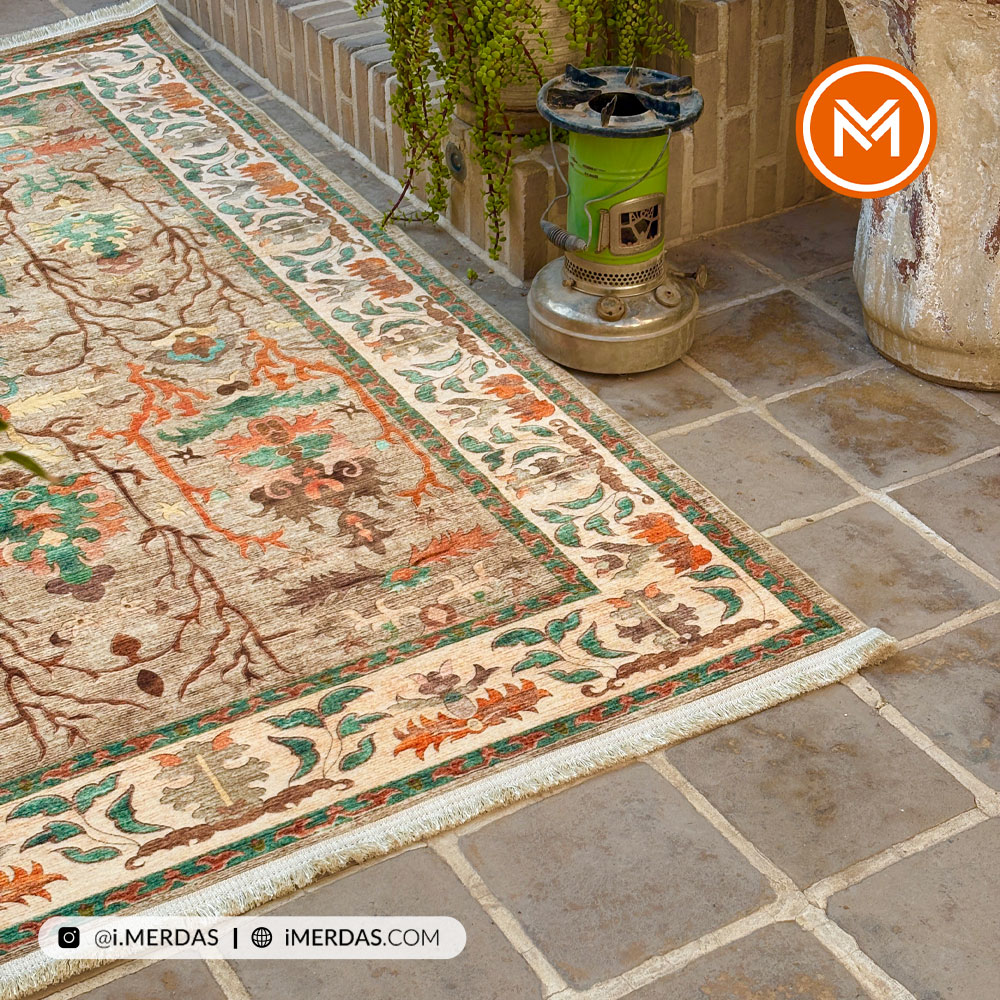 فرش کهنه نما کد 22217 زمینه تمام رنگ